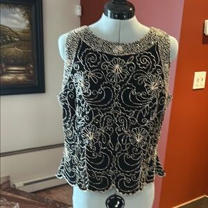 Embroidered Black Sleeveless Top